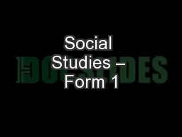 Social Studies – Form 1