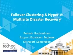 Failover Clustering & Hyper-V: Multisite Disaster Recov