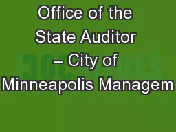 Office of the State Auditor – City of Minneapolis Managem