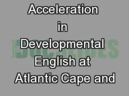 Acceleration in Developmental English at Atlantic Cape and