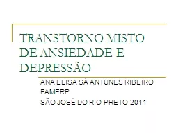 TRANSTORNO MISTO DE ANSIEDADE E DEPRESSÃO