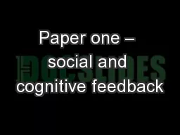Paper one – social and cognitive feedback