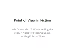 Point of View in Fiction