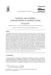 Authority and invisibility authorial identity in acade