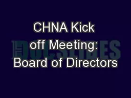CHNA Kick off Meeting: Board of Directors
