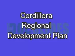 Cordillera Regional Development Plan