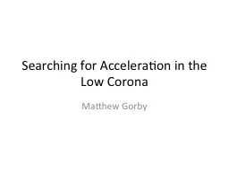 Searching for Acceleration in the Low Corona