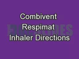 Combivent Respimat Inhaler Directions