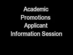 Academic Promotions Applicant Information Session
