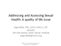 Addressing and Assessing Sexual Health: A quality of life i