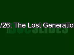 4/26: The Lost Generation