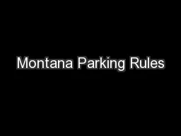 Montana Parking Rules