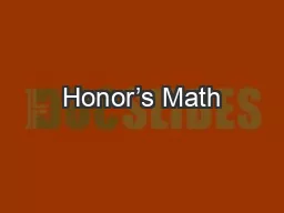 Honor’s Math