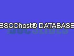 EBSCOhost® DATABASES