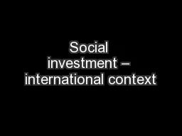 Social investment – international context