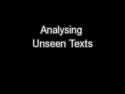 Analysing Unseen Texts