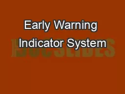 Early Warning Indicator System