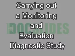 Carrying out a Monitoring and Evaluation Diagnostic Study