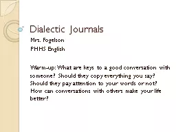 Dialectic Journals