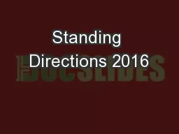 Standing Directions 2016