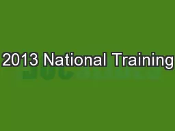 2013 National Training