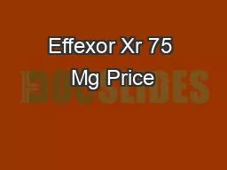 Effexor Xr 75 Mg Price