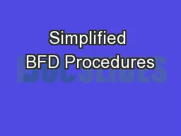 Simplified BFD Procedures