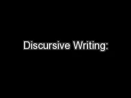 Discursive Writing: