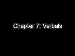 Chapter 7: Verbals