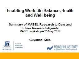 Enabling Work-life Balance, Health and Well-being