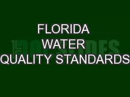 FLORIDA WATER QUALITY STANDARDS