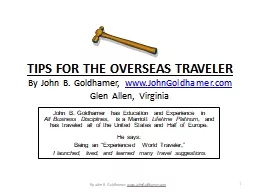 TIPS FOR THE OVERSEAS TRAVELER