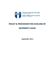 POLICY  PROCEDURE FOR AVAILING OF MATERNITY LEAVE Sept