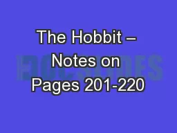 The Hobbit – Notes on Pages 201-220