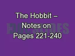 The Hobbit – Notes on Pages 221-240