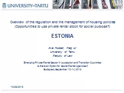 O verview of the regulation and the management of housing p