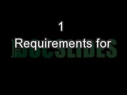 1 Requirements for