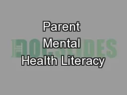 Parent Mental Health Literacy