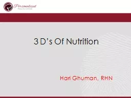 3 D’s Of Nutrition