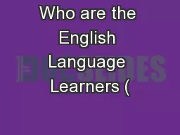 Who are the English Language Learners (