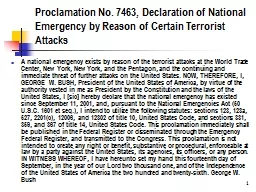 Proclamation No. 7463, Declaration of National Emergency by