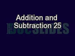 Addition and Subtraction 25