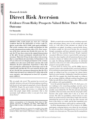 Research Article Direct Risk Aversion Evidence From Ri