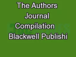 The Authors Journal Compilation   Blackwell Publishi