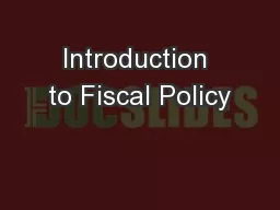 Introduction to Fiscal Policy