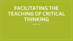 Facilitating the Teaching of Critical thinking