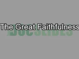 The Great Faithfulness