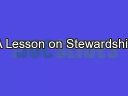 A Lesson on Stewardship