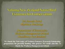 Valuing New Zealand Native Bird Existence for Conservation