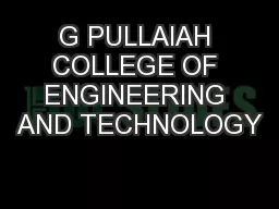 G PULLAIAH COLLEGE OF ENGINEERING AND TECHNOLOGY